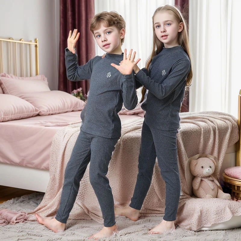 Kids Autumn Cotton Thermal Underwear Tops+Pants 2-Piece Set Boys Sleepwear Cartoon Print Girls Pajama Suit Winter Clothes 3-14 Y image 4