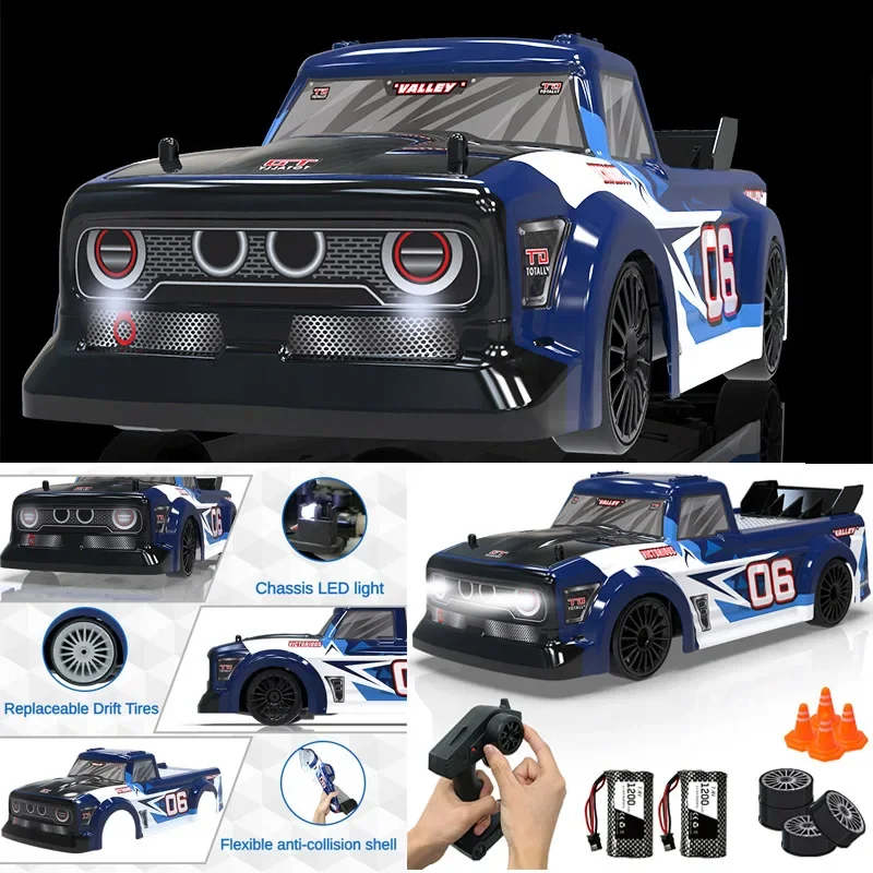 RC Cars 78504-3 1:14 RC Drift Car 4WD Drive High-speed Pickup Truck Racing Car with Lights Electric Model Toy Adult RC Cars