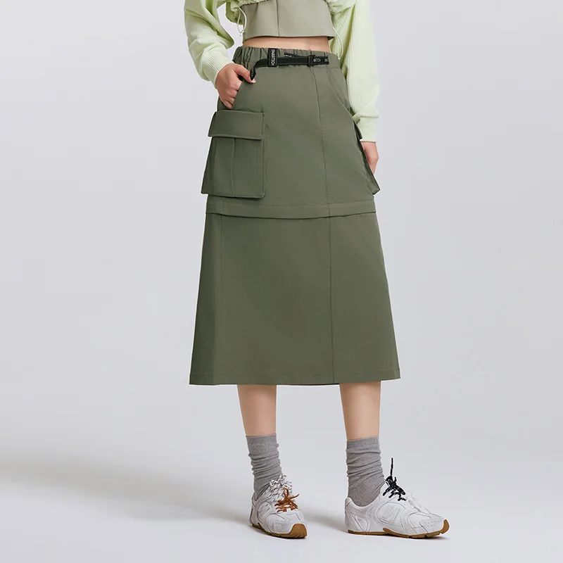 Semir Skirt Women Slit Elastic Waist Spring 2025 New Spring Detachable Workwear Skirt Outdoor