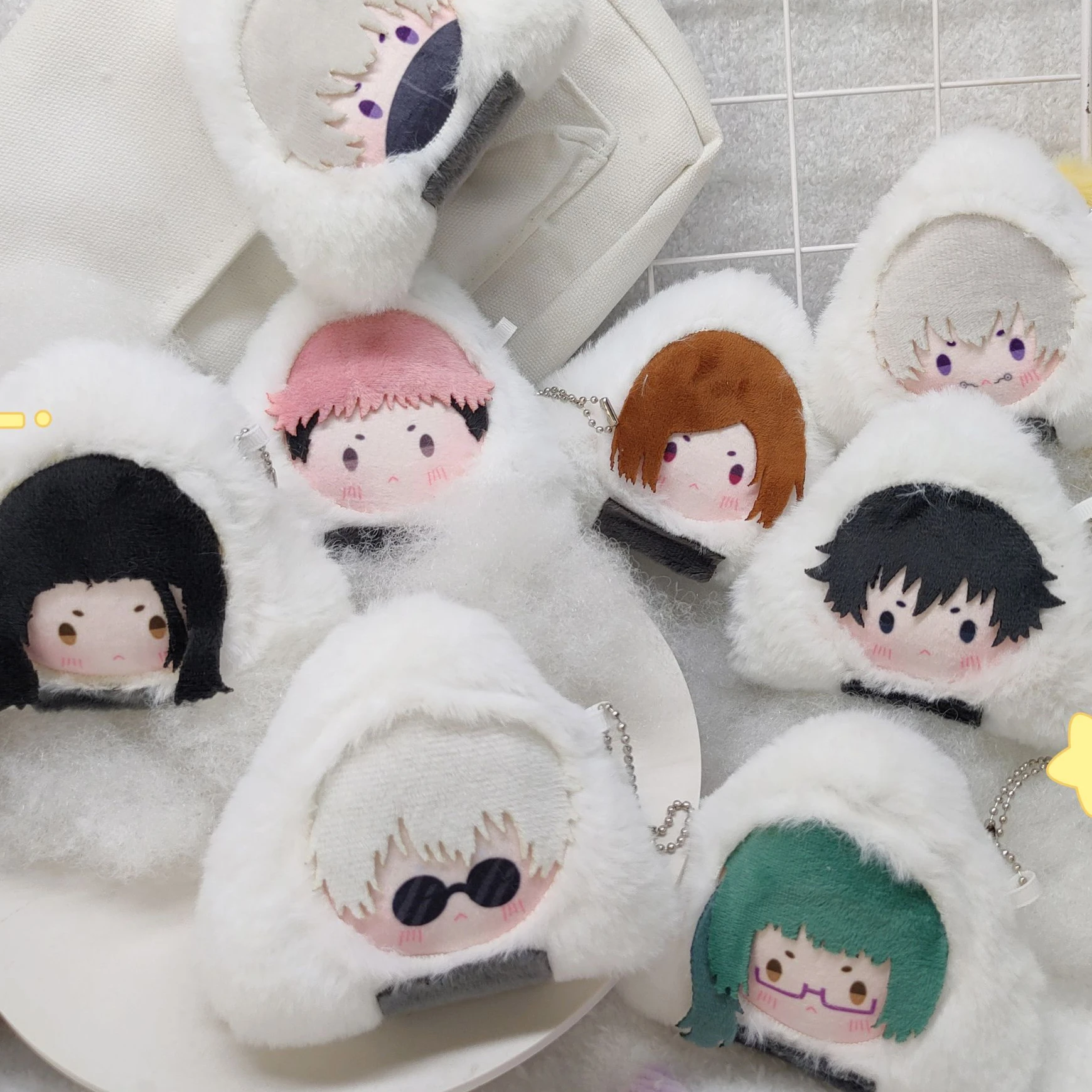 

Anime JJ Satoru Gojo Geto Suguru Kawaii Cosplay Soft Rice Ball Plush Stuffed Doll Bag Pendant Plushies Keychain Gift