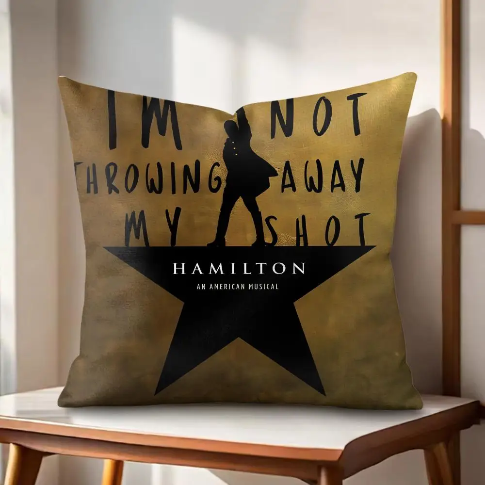Classic Musical H-Hamilton Cushion Cover Organic Linen Square Pillow Case Durable Non-Allergenic And Kind To Skin