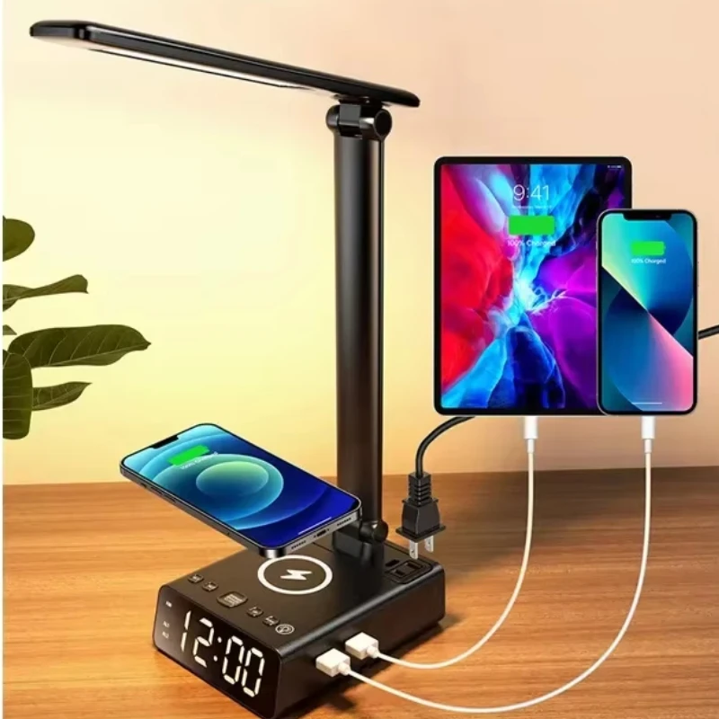 

Creative And Personalized LED With Clock Desk Lamp Wireless Charging Touch Switch Desk Lamp USB Reading Desk Lamp