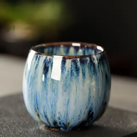 Fancy Color Mini Egg Shape Pottery Porcelain Chinese Style Kung Fu Cups Tea Cup Dining Supplies Drinkware