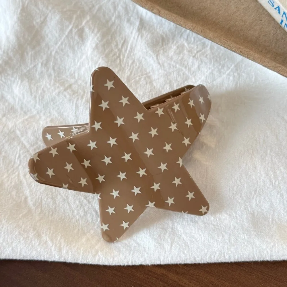 Cool Y2K Star Shape Hair Claw Geometric Pentagram Acrylic Shark Clip Polka Dot Hair Accessories Hair Clips Office