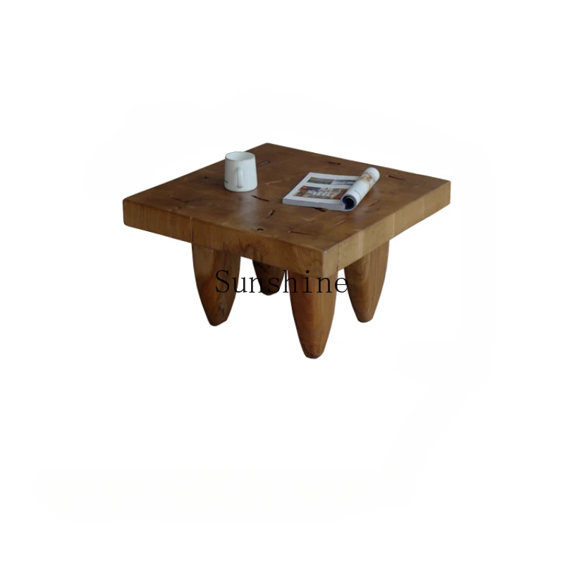 

Wabi Sabi Wind Coffee Table Solid Wood Living Room Simple Square Creative Retro Small Tea Table