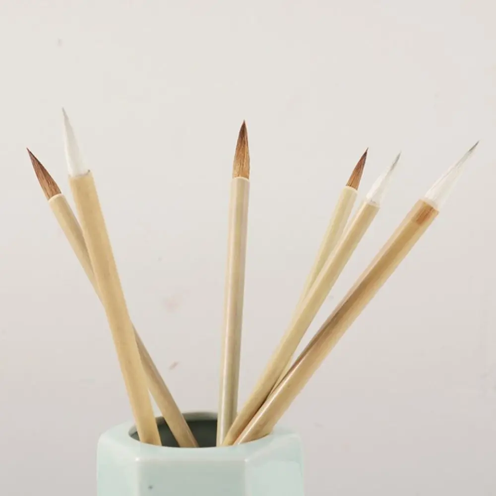 Ancient Oil Watercolor Chinese Calligraphy Brush Wolf Hair Oil Painting Scriptures Writing Brush Bamboo Art Paint Brush Class