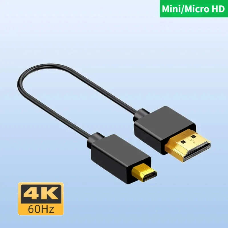 HDTV & Mini-HD & Micro-HD 2.0 Version 4K 60P Flexible Cable HDTV Monitor 4K HD Thin Soft Short Camera Cable OD3.2 20cm 30cm 50cm