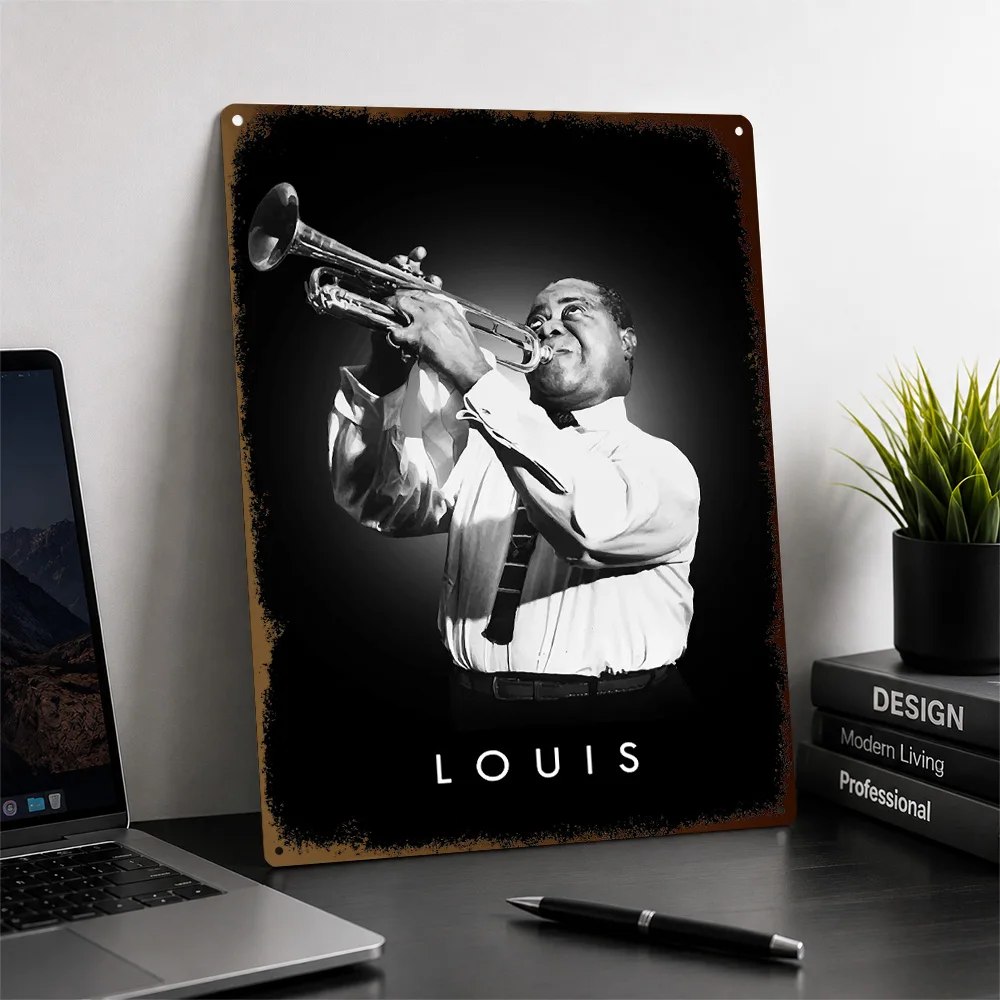 Louis Armstrong Textured Poster Customized Metal Tin Sign Bold Crooner Tribute Wall Art Enhances Collector Rooms And Home Bars