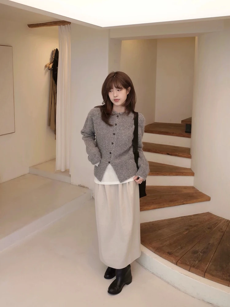  High Waist Pleated Midi Skirt Women's Straight Leg Split Commuter Sle Korean Faion Casual High Waist Skirt