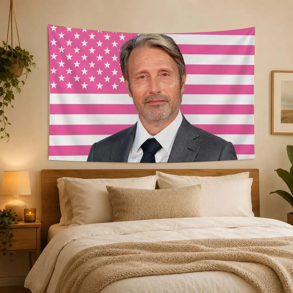 Mads M-mikkelsen Actor Tapestry House Bedroom Living Bar Garden Microfiber Decoration Background