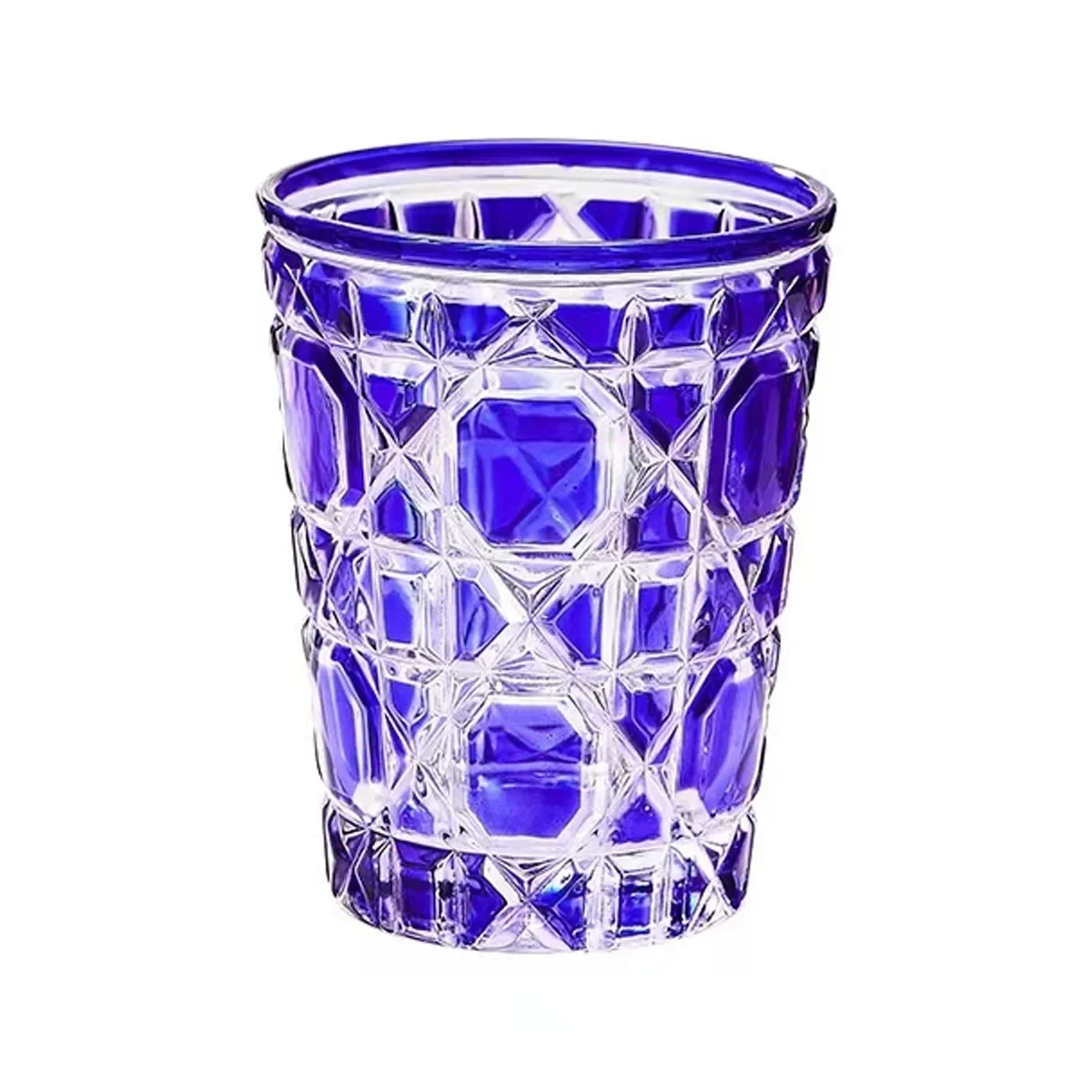 European-Style Colored Plaid Creative Whiskey Glasses,Beer Steins, Handmade Carved Tumbler Glass, Water Cup, Wine Mug, Geometric