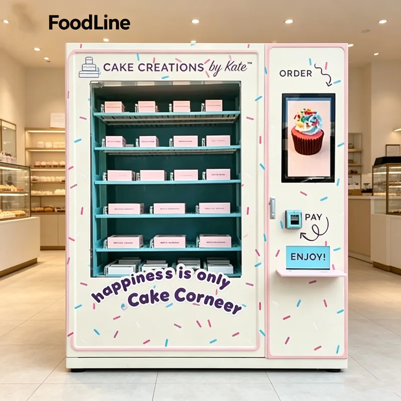 Cake Vending Machine Refrigerated Cupcake Salad Dispenser Touch Screen Shopping Mall Shop Customized