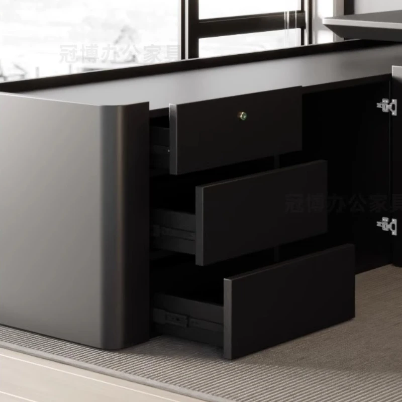 مكتب مكتب فاخر أسود كبير الحجم بتصميم عصري راقي طاولة رئيسية بساطتها في منتصف القرن أثاث ميسا بارا إسكريكتوري