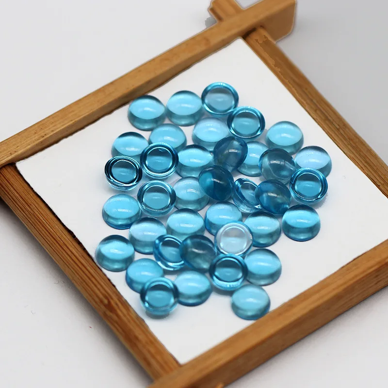 Swiss blue topaz/blue wafer flat plain RD curved ring face loose stone jewelry inlay