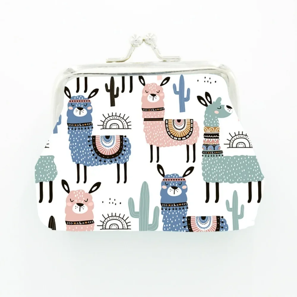 Cute Artificial PU Cartoon Alpaca Printed Coin Purses Printing Smooth Mini Money Bag Girl Hasp Zero Wallet Women