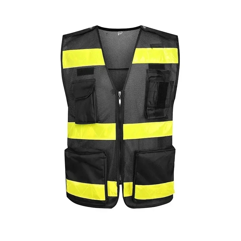 High Visibility Multiple Pockets Breathable Reflective Safety Vest Construction Site Night Riding Reflective Vest