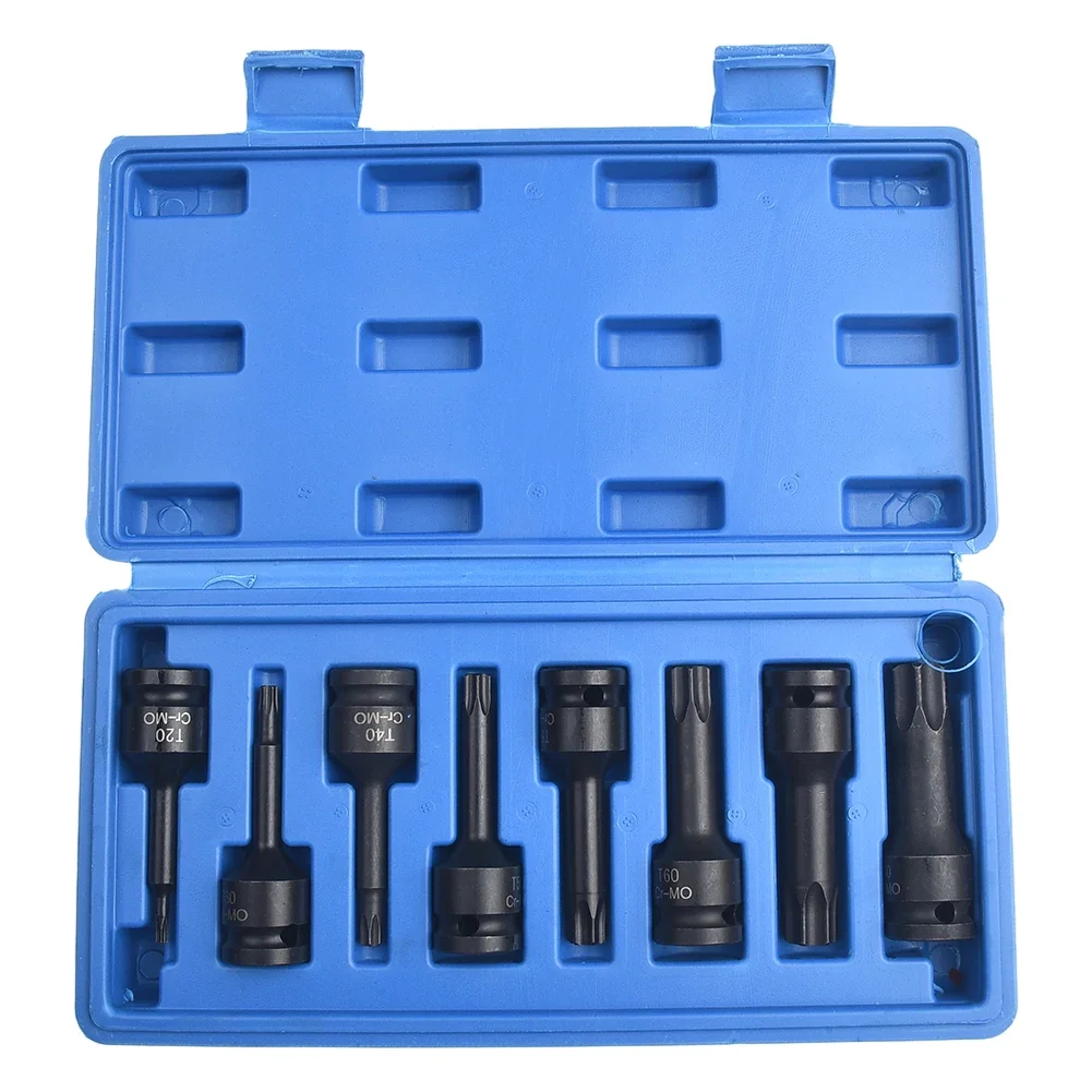 

8pcs Socket Adapter Automotive Essential 1 2 Inch Drive Torx Star Bit Socket Set T20 T30 T40 T50 T55 T60 T70 T80