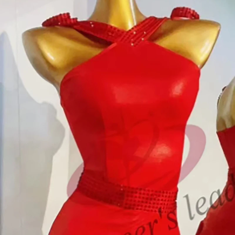 

Latin Dance Professional Women's Dress Children's Dress Bright Face Leather Cha Tango Handmade Stage Performance Clothing