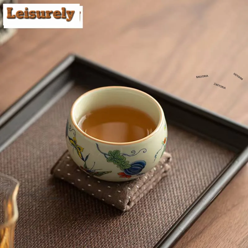 150ml Dehua Secret Yellow Ceramic Zen Arhat Pure Copper Coin Teacup Elegant Tea Bowl Cute Cup Master Cups Chazhan Cafes Craft