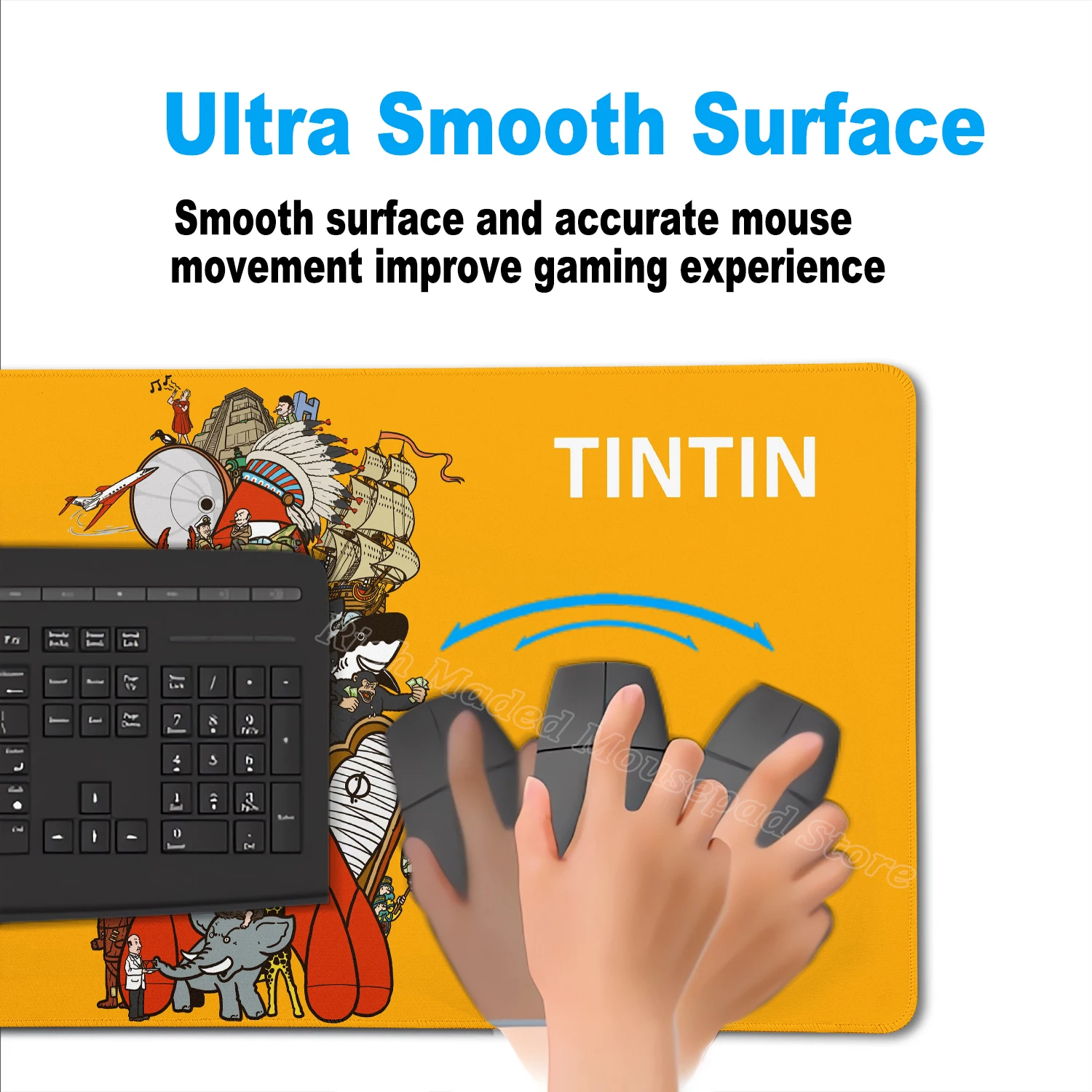 Large Computer Mousepad The Adventures of Tintins Mouse Pad Gamer Keyboard Mouse Mat PC Gaming Accessiores 90x40 Office Desk Mat