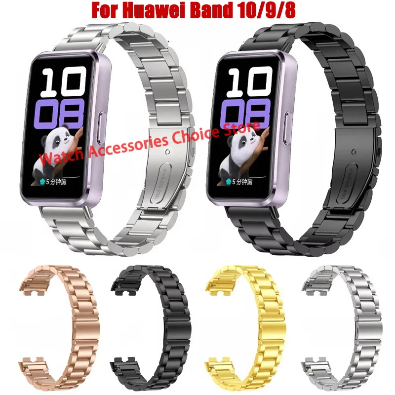 Metal Business Strap For Huawei Band 10 9 8 Watchband Bracelet For Huawei Band10 Band9 Band8 Stainless Steel Wristband Correa