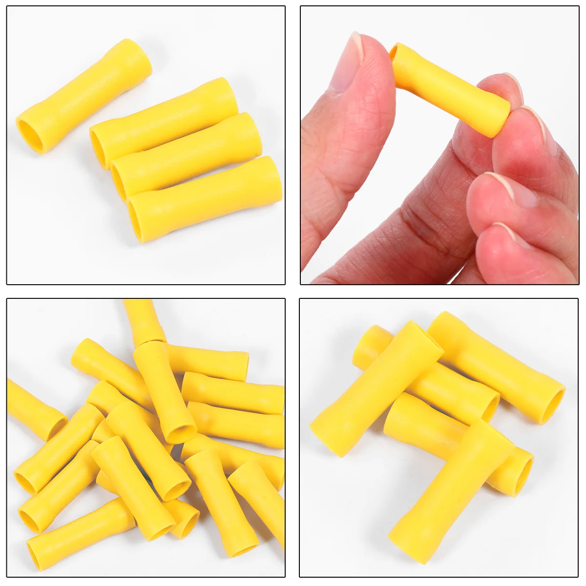 

100pcs Cold Shrink Butt Terminals 12-10Awg Insulated Copper Crimp Connectors For Automotive Wiring Electrical Splice Wire