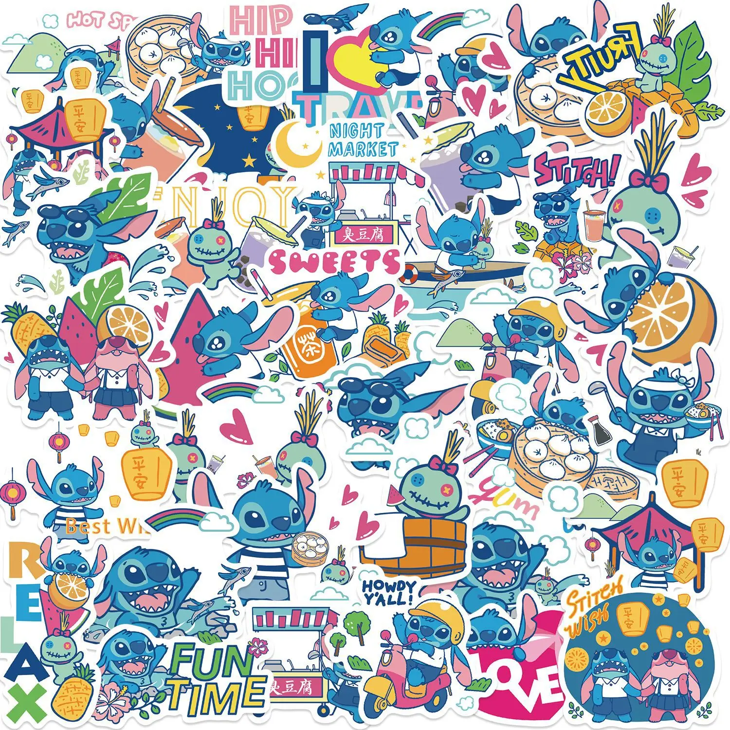 

40 Disney Stitch Cartoon Graffiti Stickers Decorative Phone Luggage Waterproof Stickers Girl Gift
