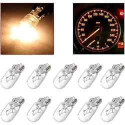 10 Pcs Warm White Auto Halogen Lamp T10 W5W 194 158 12V 5W  Marker Wedge License PlateLight Bulb Instrument Light