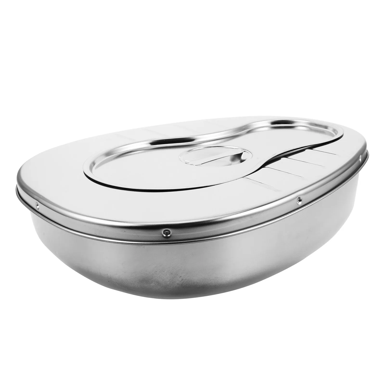 

Stainless Steel Bedpan with Lid Large Capacity Portable Commode Toilet Bedridden Elderly Patients Home Use Portable Commode