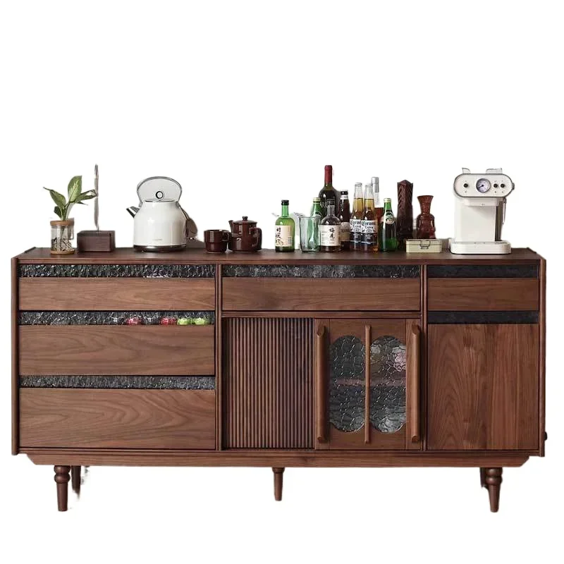 Medieval French side cabinet North American black walnut tea living room storage TV side cabinet