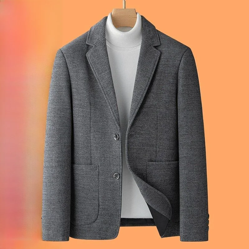

Woolen Men's Suit Jacket Casual Business Style for Middle-Aged Men High-Quality Dad Coat Spring Autumn Wear