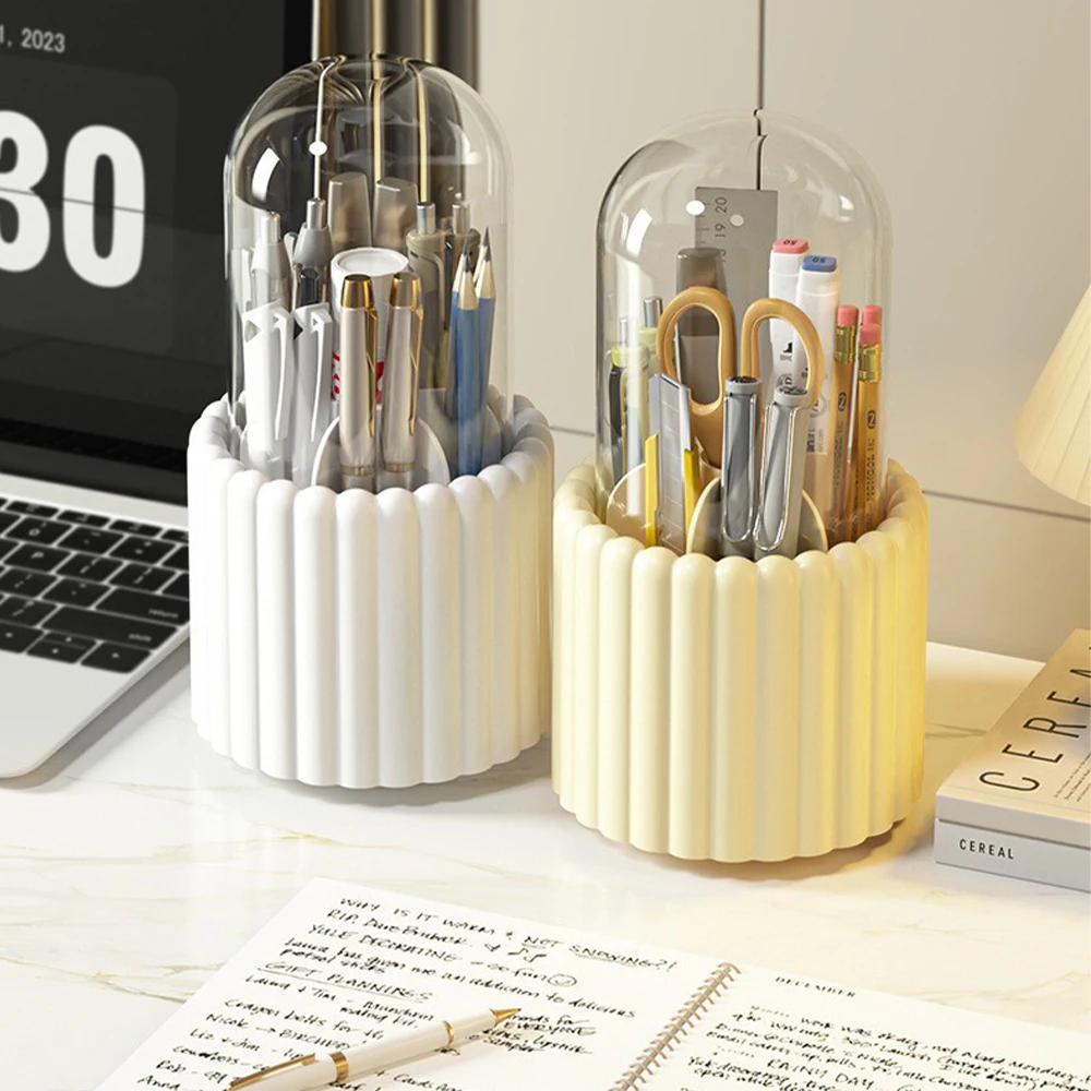 Creative 360 Rotating Pen Holder Desktop Organizer Multi Grid Makeup Brush Holder Multifunctional Stationery Student Pencilcase
