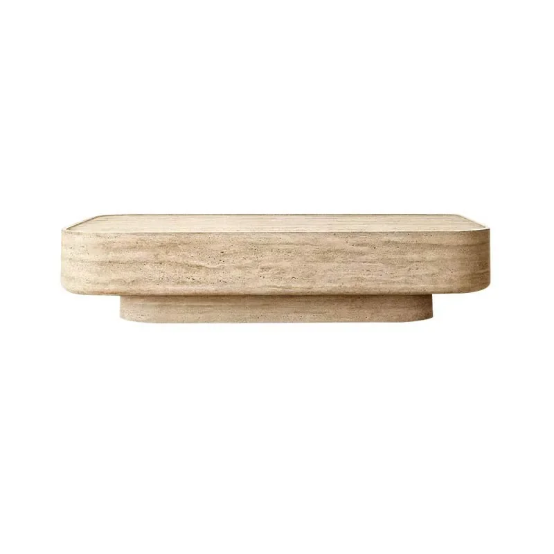 High-end home rectangular beige travertine marble coffee table