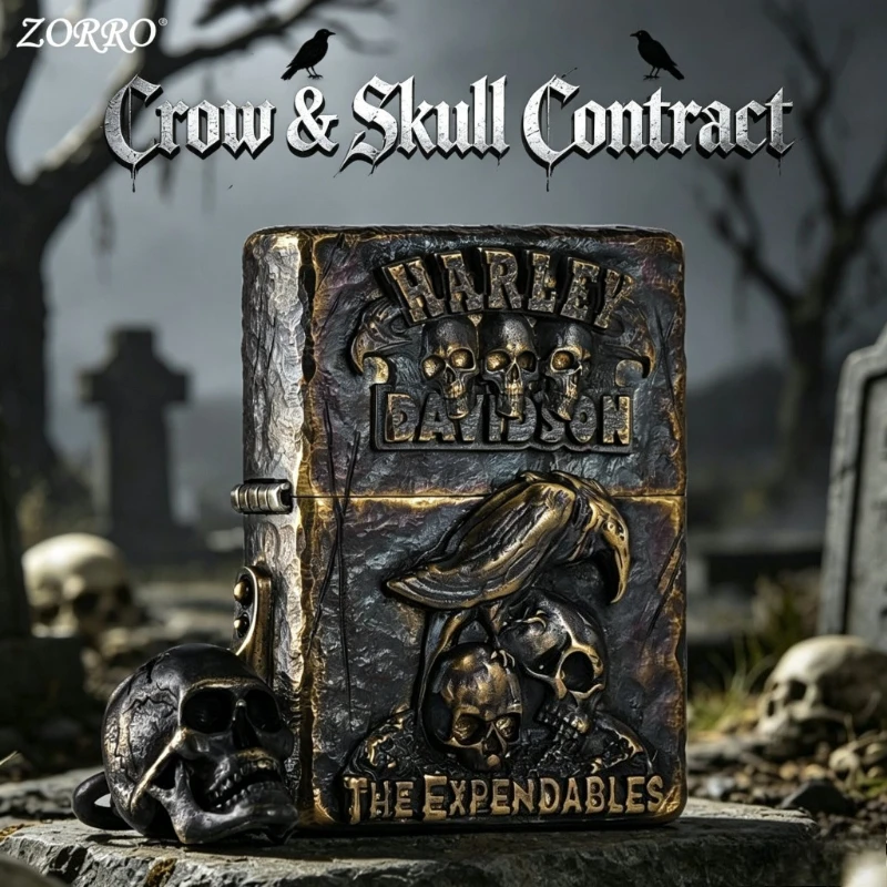 【ZORRO】Zorro Handmade Punk Old ZC8 Raven Contract Windproof Kerosenes Lighter Creative Personality Gift To Friends