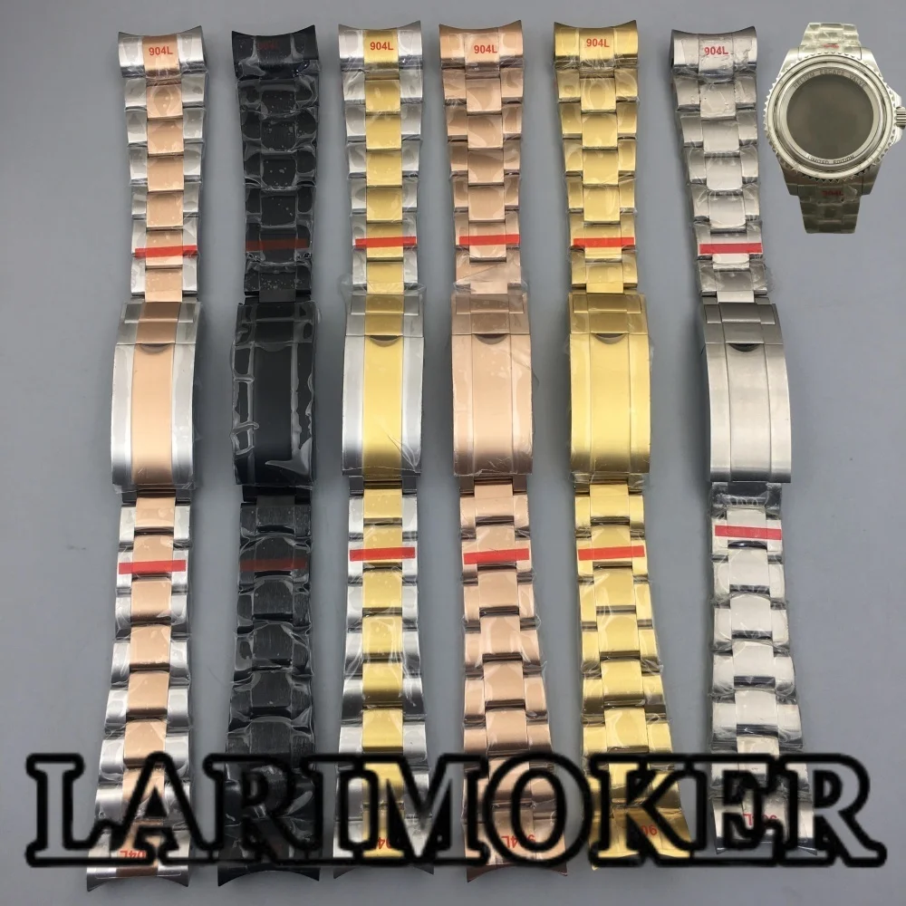 

LARIMOKER 21mm 904L Bracelet Solid Stainless Steel Watch Band Folding Buckle Strap For 43mm Case Silver Rose Gold Black Gold