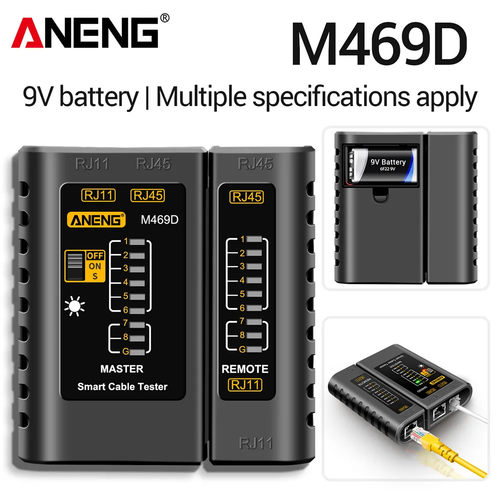 Network Cable Finder ANENG M469D Professional LAN Analyzer RJ45 RJ11 RJ12 Telephone Line Tracker Repair Tool
