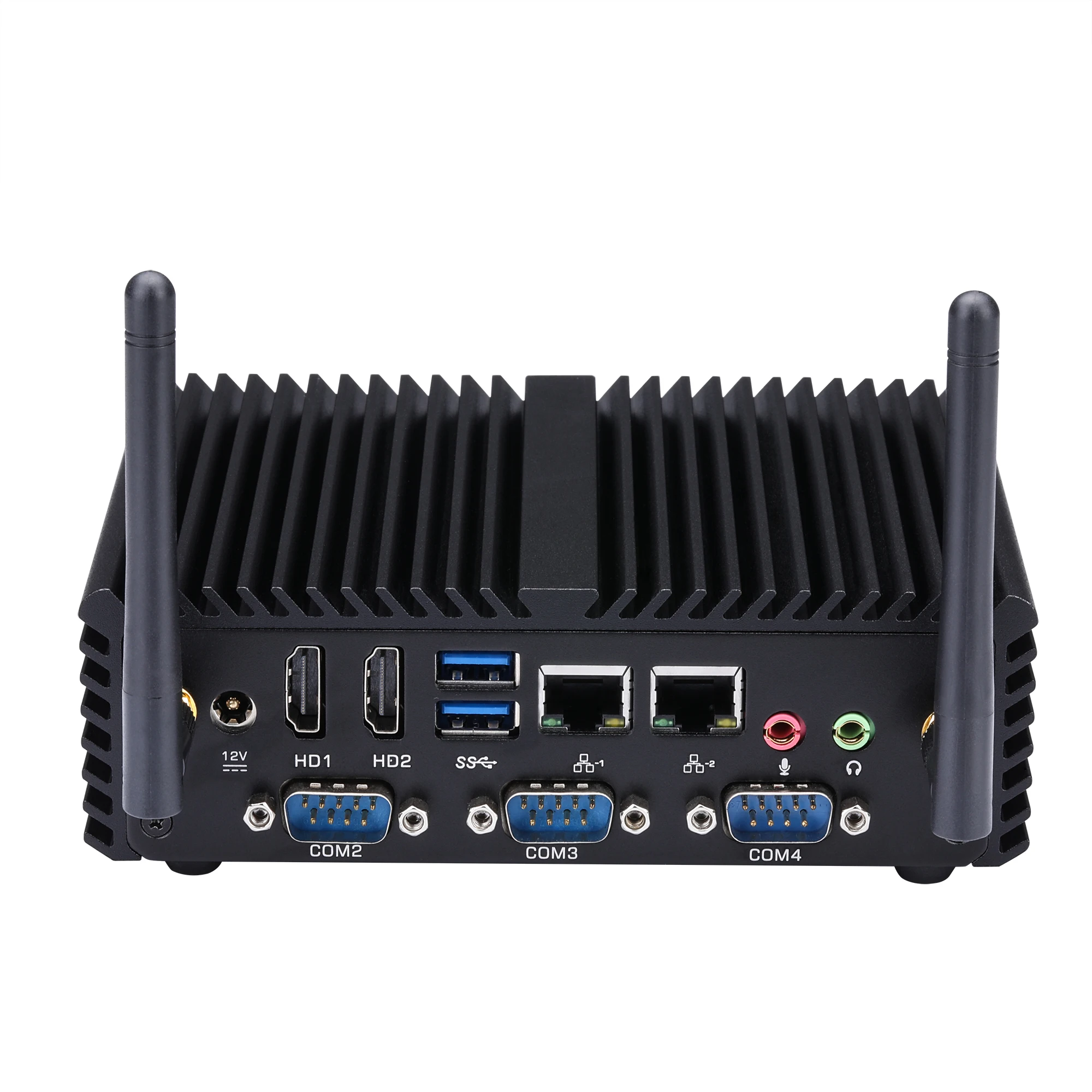 Fanless Mini-pc met laag vermogen M.2 WiFi Sim-kaart Intel Broadwell Celeron 3215U Core i3 5005U Dual Core 2 LAN 4 COM Industriële pc