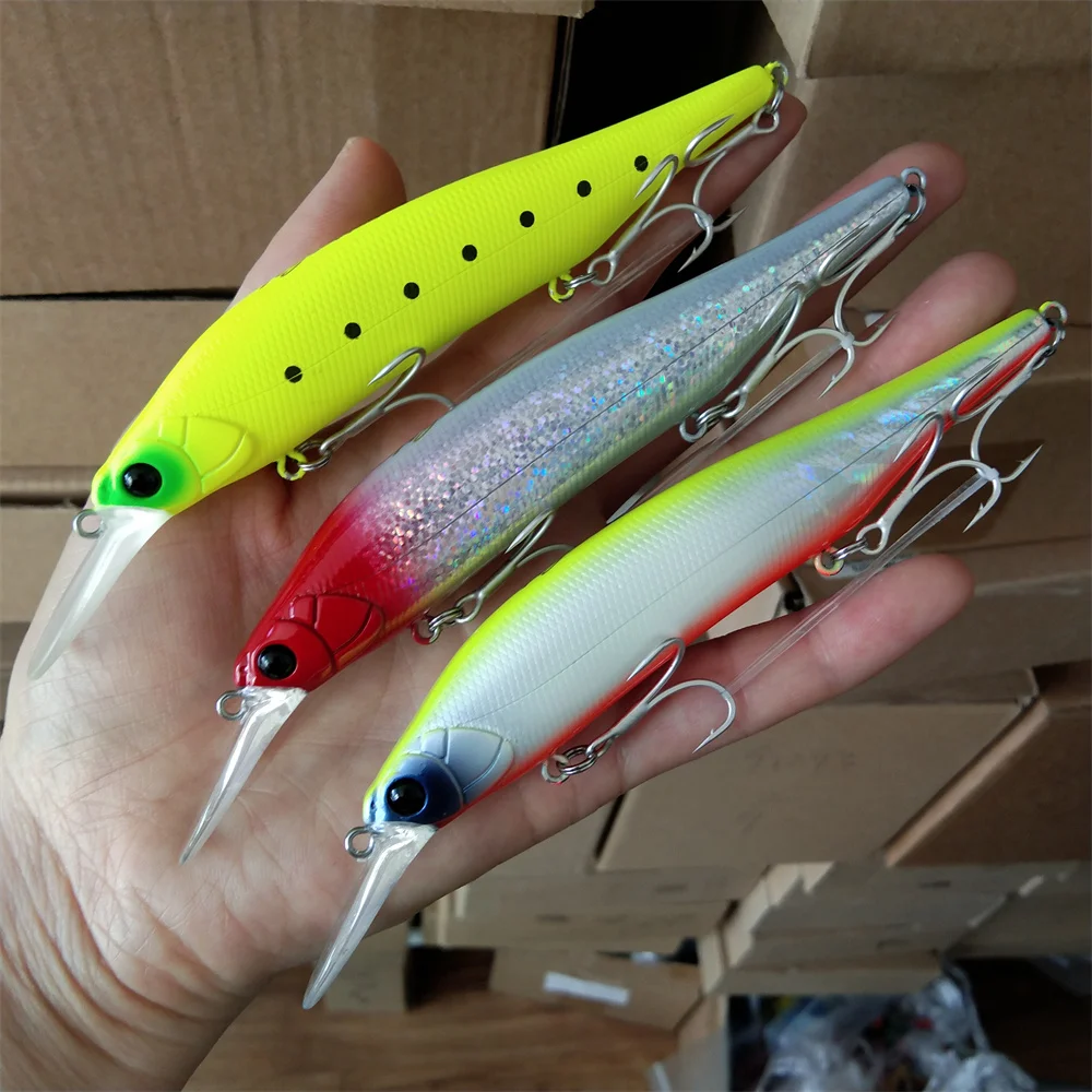 

TSURINOYA 3PCS 115mm 18.5g SinKing Minnow Fishing 115S Max Range 2.8m Saltwater Bass Pike Fishing Jerkbait Artificial Hard Bai