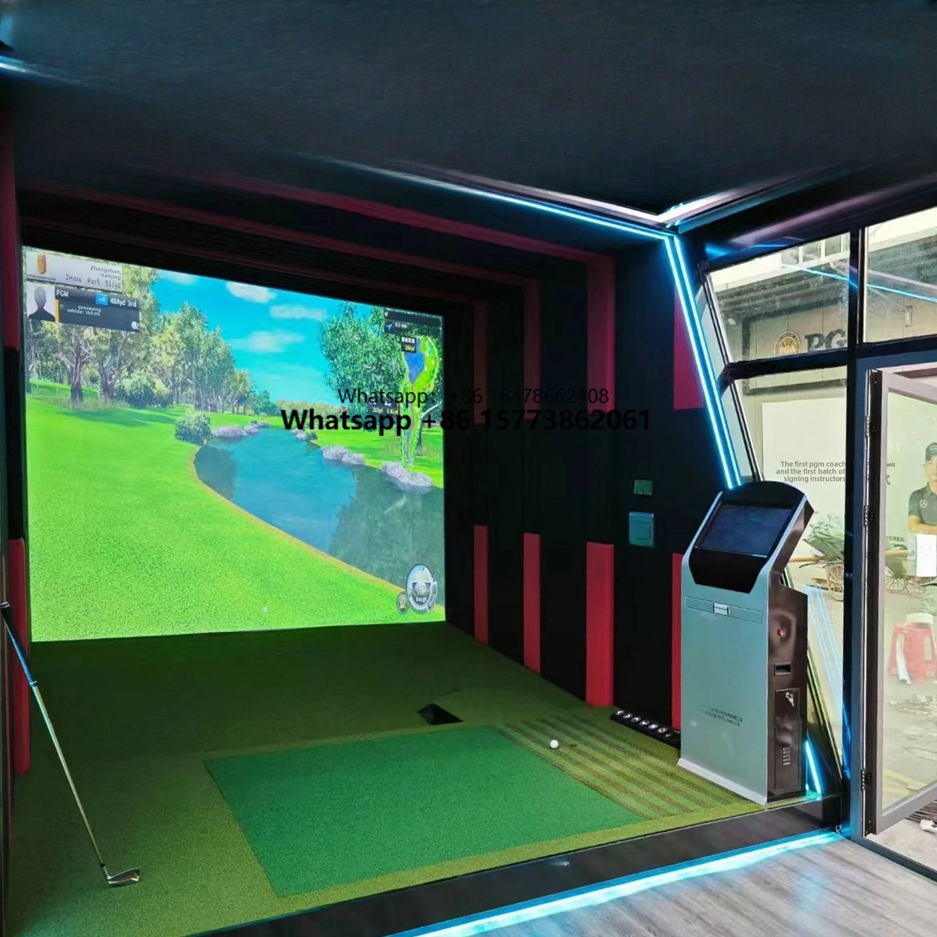 Pgm Indoor Golf Simulator With Impact Screen And System Training Net Trainer Accessories Green Swing Virtual
