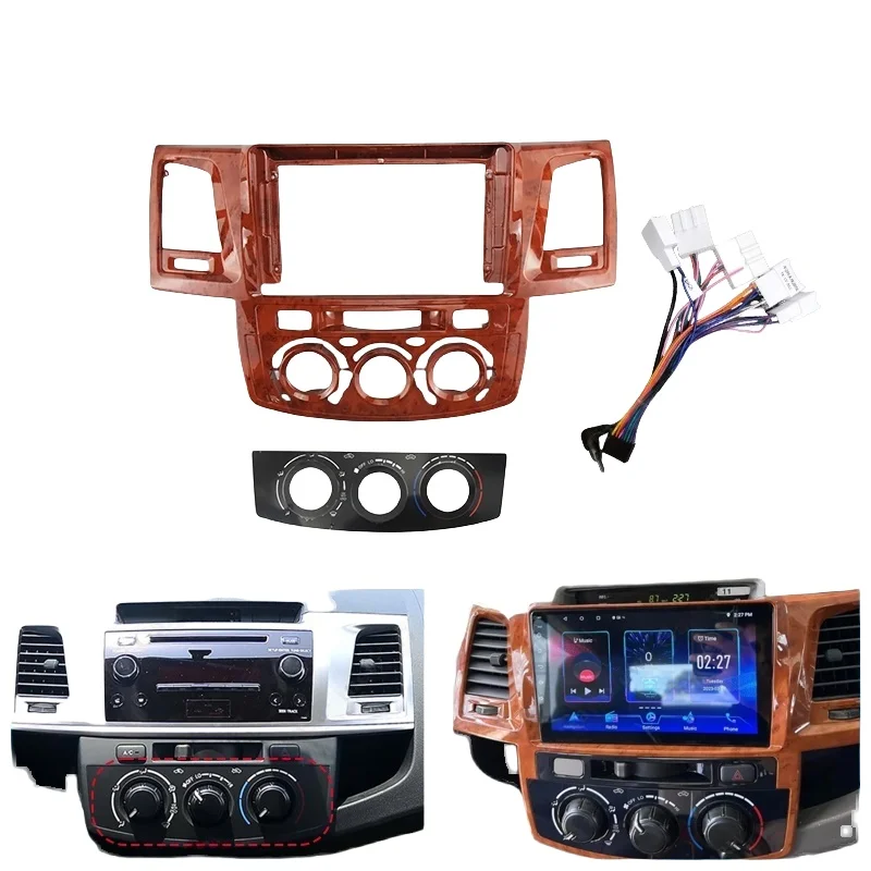 طقم أندرويد داش مقاس 9 بوصات لسيارة تويوتا فورتشنر/هايلكس/ريفو/فيجو 2008-2014