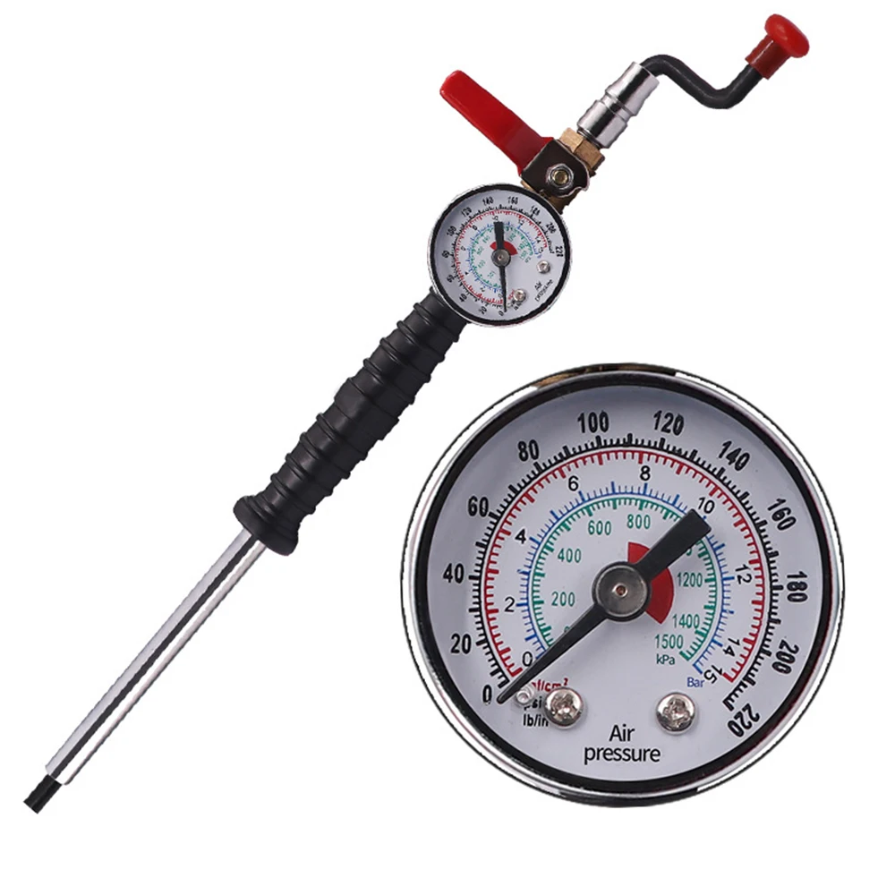 1 Pcs Hand Cranked Quick Inflation Rod Large Truck Tire Inflation Rod Ball Valve With Pressure Gauge And Gauge For  Tire Repair