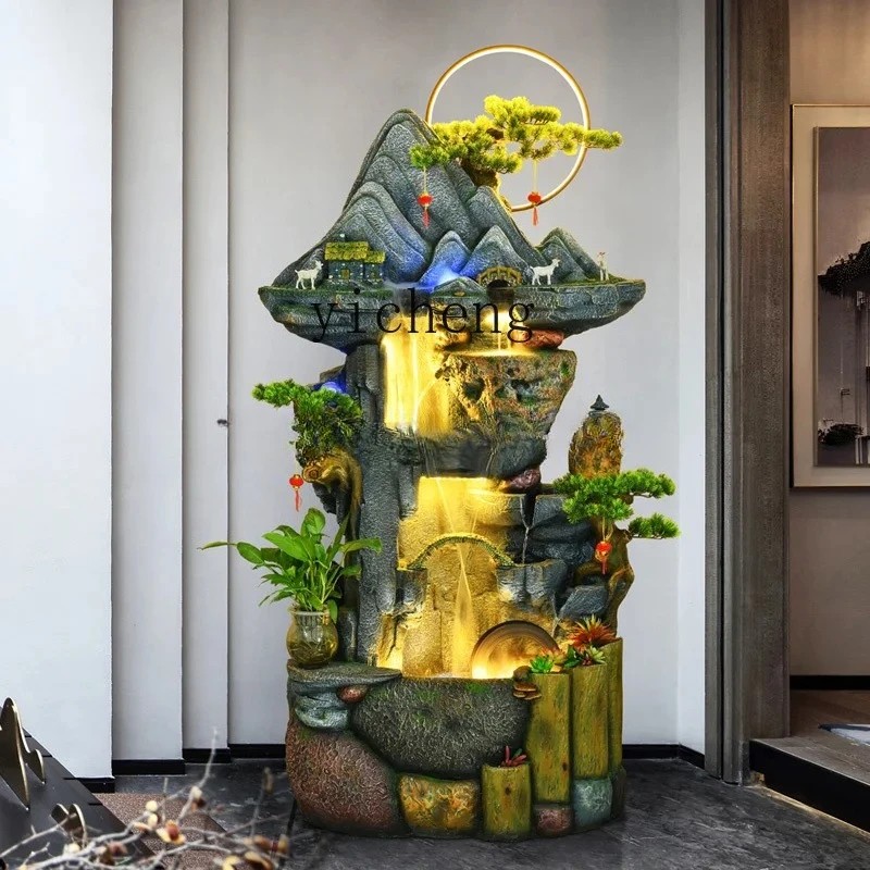 Alpine Fountain Living Room Balcony Waterscape Decoration Feng Shui Wheel Lucky Ornament Fish Pond fairy garden miniatures