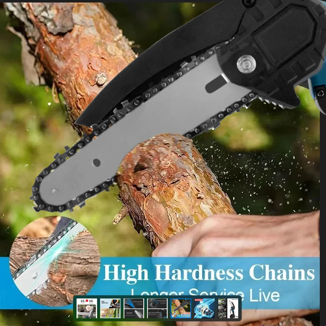 8 Inch Electric Chain Saw Mini Handheld Portable Chainsaw Tree Wood Cutter Pruning Garden Power Tool Compatible Makita Battery