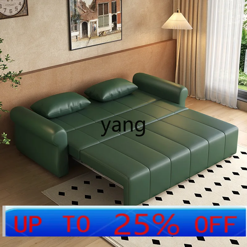 LH small apartment living room study multi-functional leather art sofa bed, storage folding dual-purpose