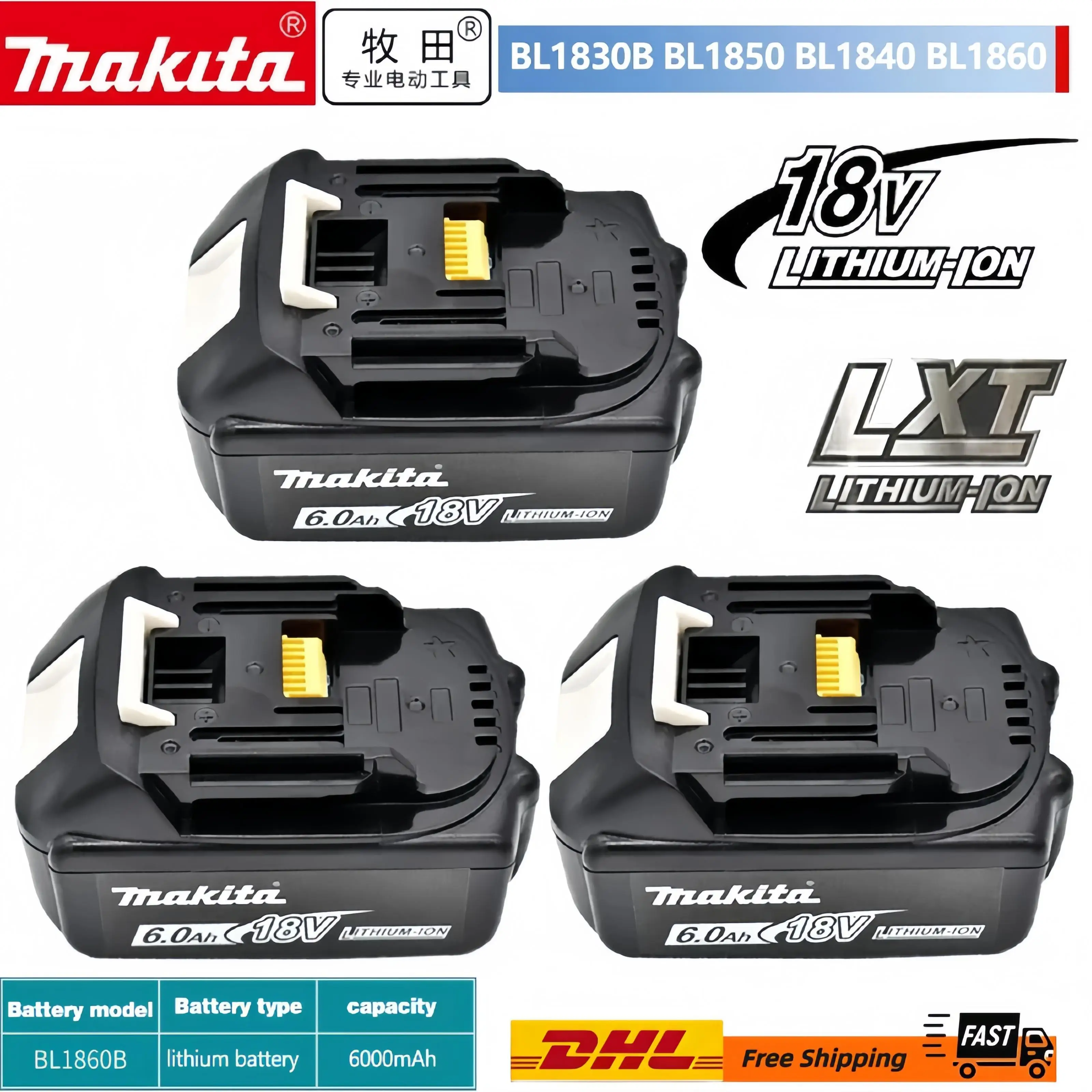 

100% Genuine/Original Makita 18v battery bl1850b BL1850 bl1860 bl 1860 bl1830 bl1815 bl1840 LXT400 6.0Ah for makita tools drill