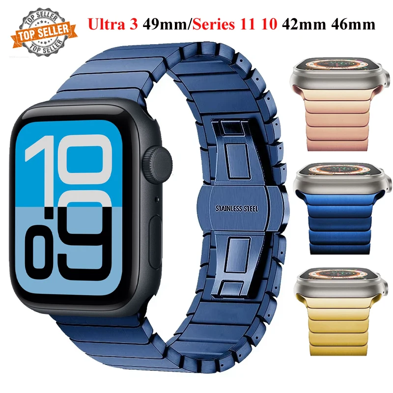 Luxury Stainless Steel Strap For Apple Watch Series 11 10 9 46mm 42mm 45mm 41mm 40 44mm Bracelet For iWatch Ultra 3 2 Band 49mm