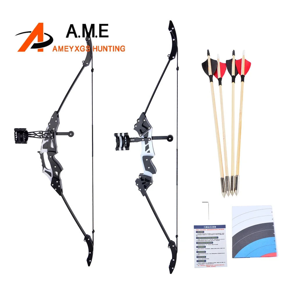 

18lbs Mini Bow and Arrow Set Archery Recurve Bow Powerful Bow Real Feather Arrow Portable Outdoor Shooting Archery Sports