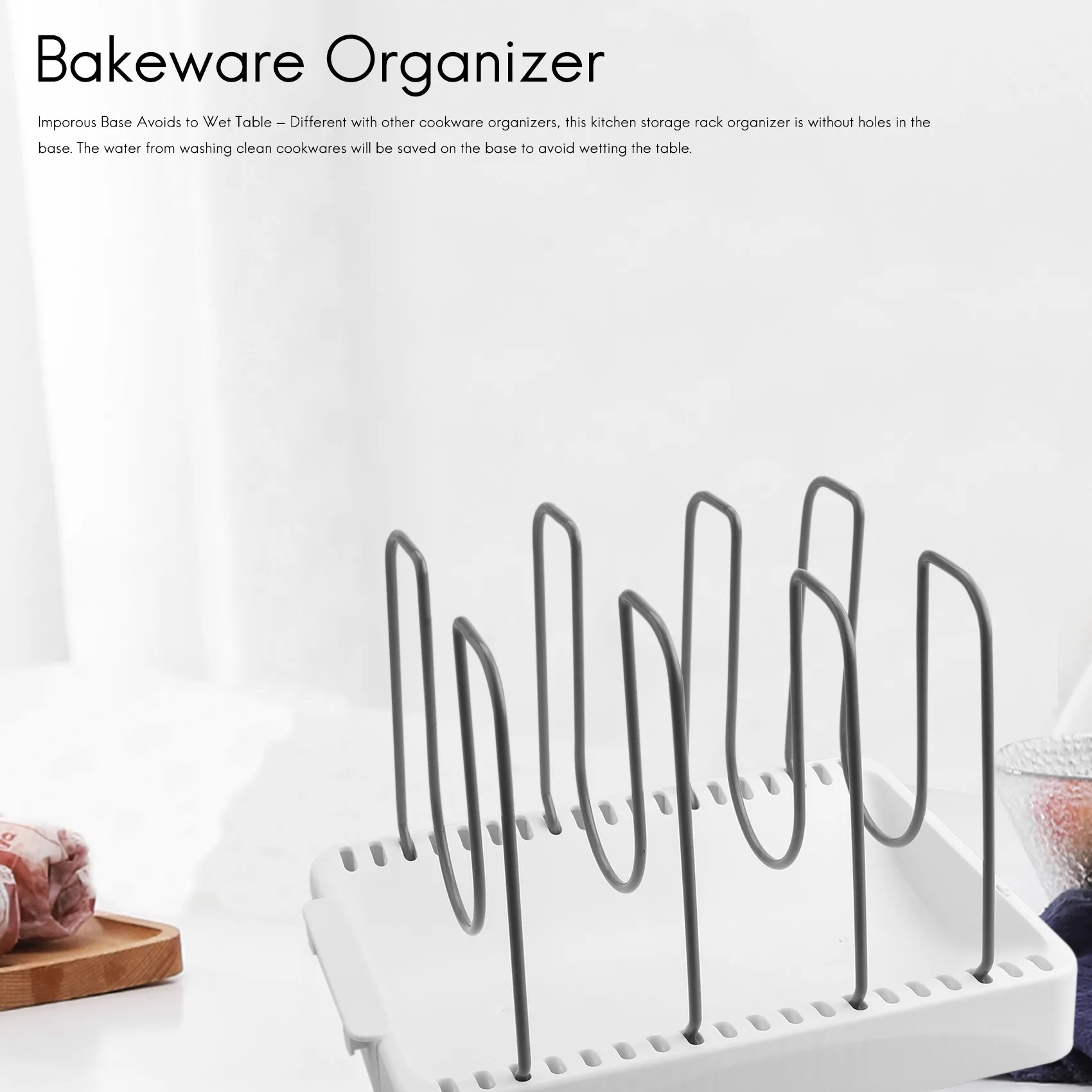 

Adjustable Pan Organizer, Cookware Organizer for Lid & Cutting Board