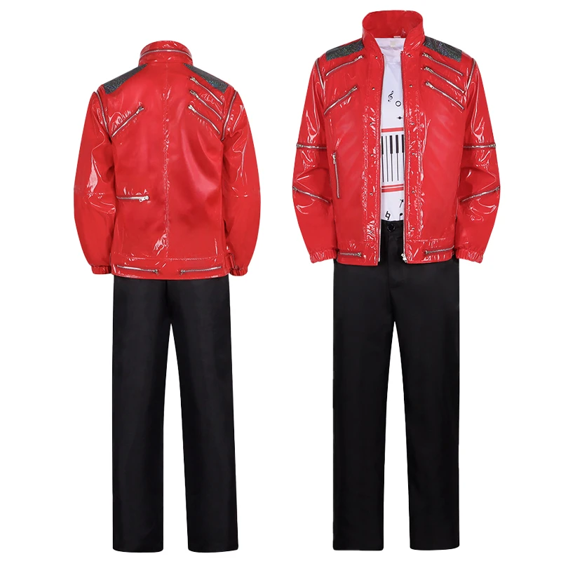 Herren-Cosplay-Kostüm für Michael Jackson: Lederjacke, Unterhemd, Hosenanzug – Erwachsenenkleidung für Halloween und Weihnachten 2026 – Neue Kleidung
