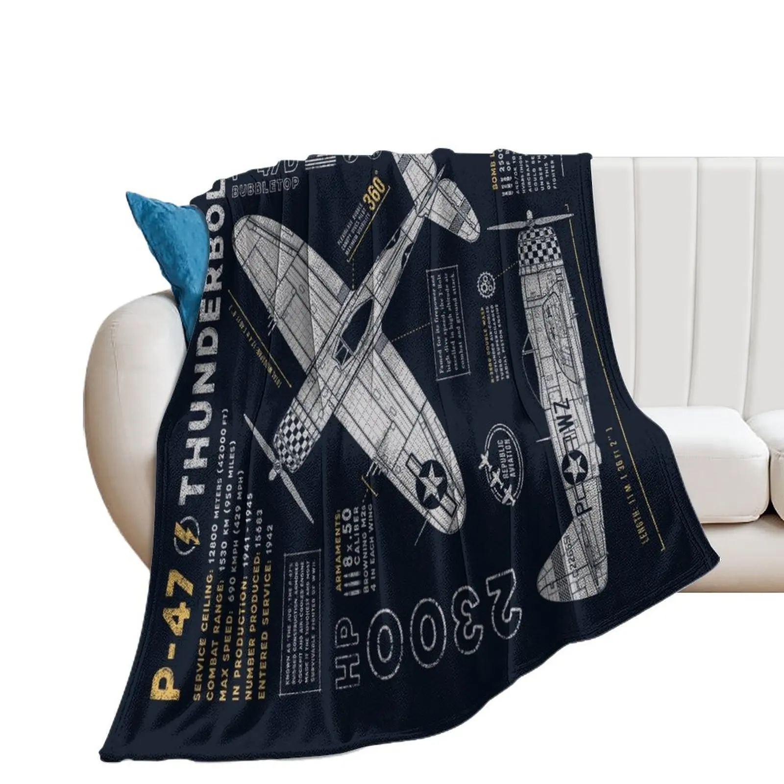 P-47 Thunderbolt Throw Blanket Soft Big Blankets Sofas Of Decoration Multi-Purpose Blankets